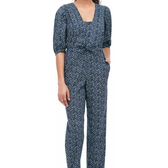 La Vie by Rebecca Taylor Chinon Floral Jumpsuit in Midnight Navy Size Large Rebe - Picture 3 of 16